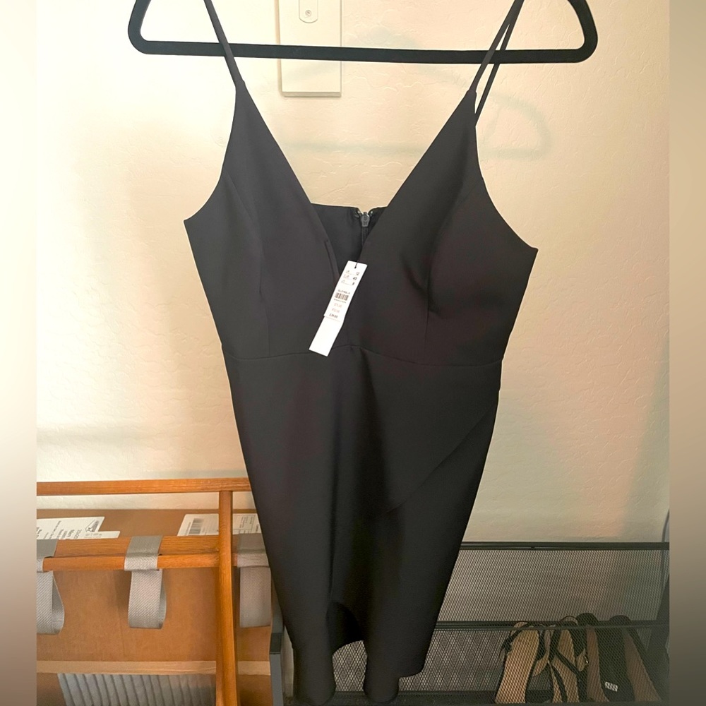 Topshop black deep V dress NWT